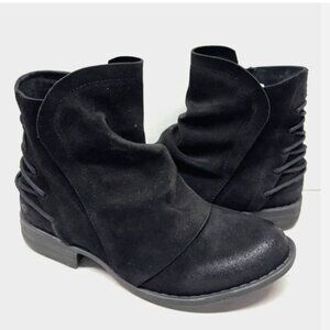 MIZ MOOZ SUEDE LEATHER BOOTIE SIDE ZIP BACK LACE BLACK 37EU / 7US NEW # Z-244